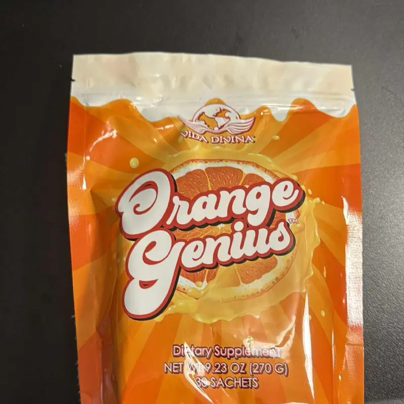 Orange Genius Antioxidant Rich Beverage Mix 30 Stick Packs 250g Energy Mental Focus Sugar Free with Caffeine