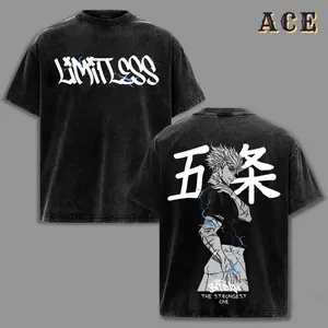 Gojo Satoru Vintage T-Shirt, Jujutsu Kaisen Anime Acid Washed Graphic Tee, Oversized Streetwear Top, Unisex Casual Outfit, Gift for Anime Fans