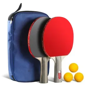 Table Tennis Racket Set - 2 Paddles with Single-Sided Reverse Glue, Straight & Horizontal Finished Rackets for Ball Sports, Sports & Outdoor Use