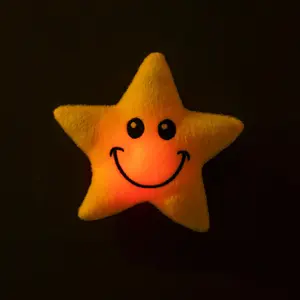 5" Light-Up Yellow Stuffed Smiling Star Plush Toys - 12 Pc.