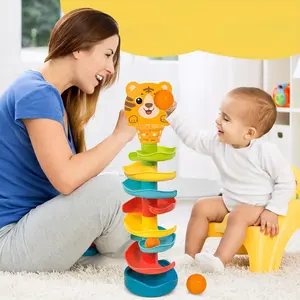 Baby Ball Tower Ramp, Customizable Track Layers, Sliding Toy, Rotating Ball Roller, Early Education Game, Multi Activity Playset, Suitable for 10 Months+