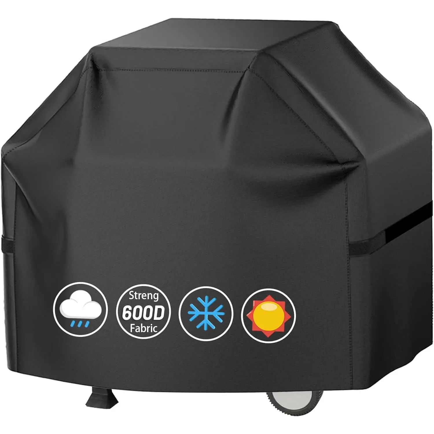 Grill Cover 600D Heavy Duty BBQ Grill Cover for Outdoor Grill, , Anti-UV, -Proof, Fade Resistant Material, Barbecue Cover with Hook-and-Loop Straps, (52" L x 24" W x 48" H, Black)