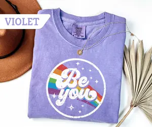 Comfort Colors Be You Rainbow Shirt, Rainbow Be You T-Shirt, LGBT Tee for Gift, Pride Gift, Pride Celebration Shirt, Retro Pride T-Shirt
