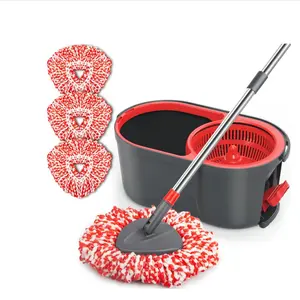 Microfiber Spin Mop and Bucket System with Foot Pedal Wringing Set for Floor Cleaning Heavy Duty Mop