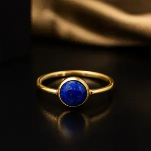 925 Sterling Silver Ring with 14K Gold Finish & Genuine Precious Gemstones | Elegant Luxury Jewelry