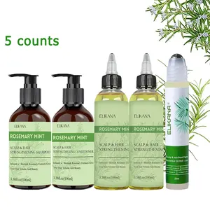 Rosemary Haircare Set, with Biotin and Mint Oil, Deep Conditioning, Scalp and Root Care, Smooths Frizz and Split Ends, Healthy Dense Hair. (Including Treatment Shampoo, Conditioner, Essential Oils, And Roller Ball)
