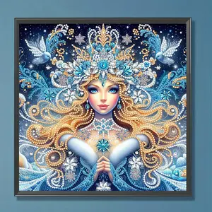 Winter Goddess Art Diamond Painting Kit, DIY Creative Craft, Home Wall Decor, Unframed, 30x30cm, Perfect Gift