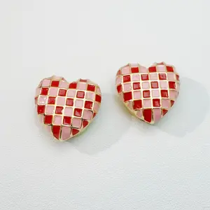 2pcs Checkered Two-tone Heart-shaped Button Set, Suitable for Men's and Women's Shirts, Available in Multiple Colors, No Sewing Required, Can Be Worn in 3 Seconds, Suitable for Everyday Office Wear, Dates, and Business Holiday Gifts. Holiday Gifts