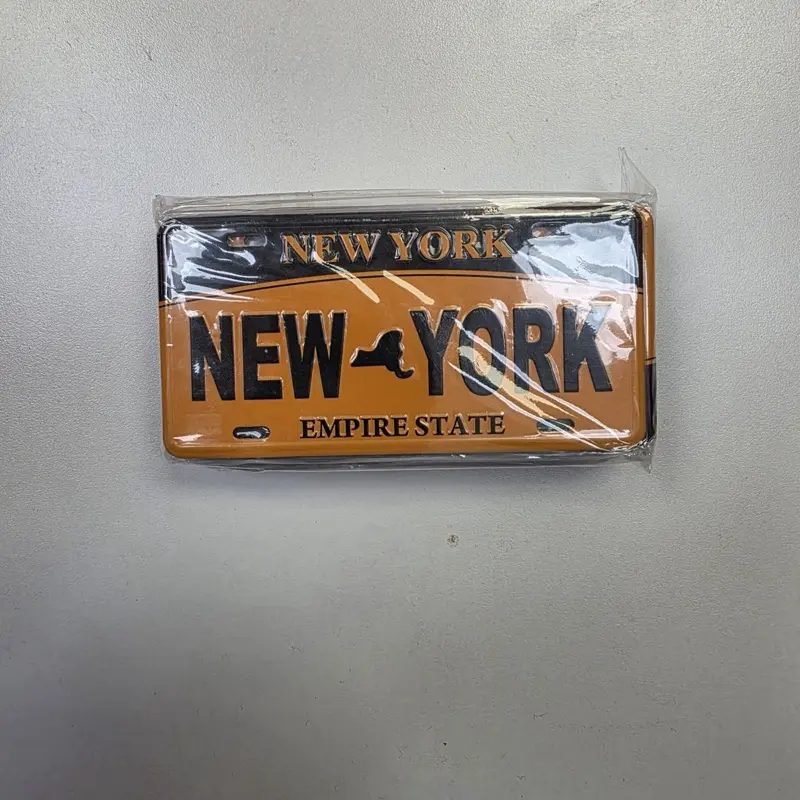 New York Empire State Plate - Orange Design with Empire State Text and Iconic Logo has 12 plate