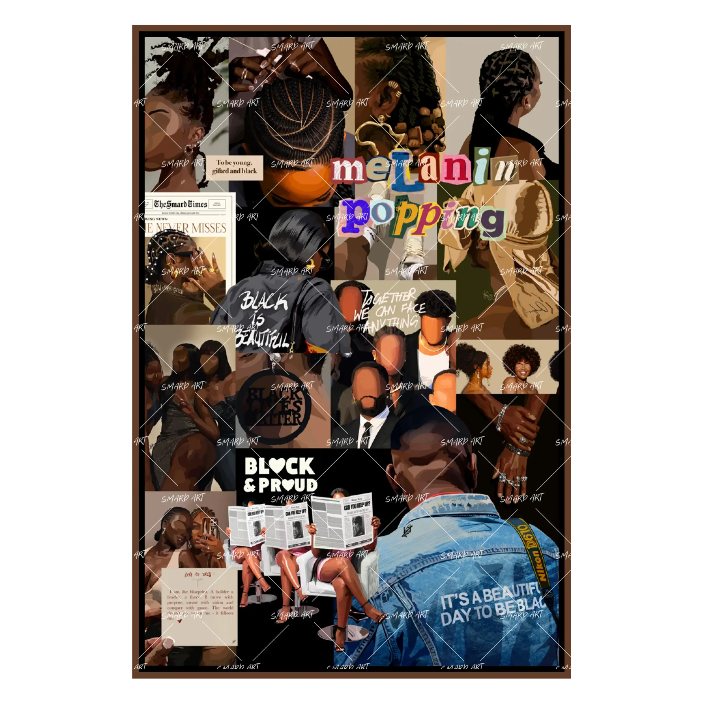 Juneteenth Collage -Smard Black Wall Art Print/ Canvas for Home /Office Decor