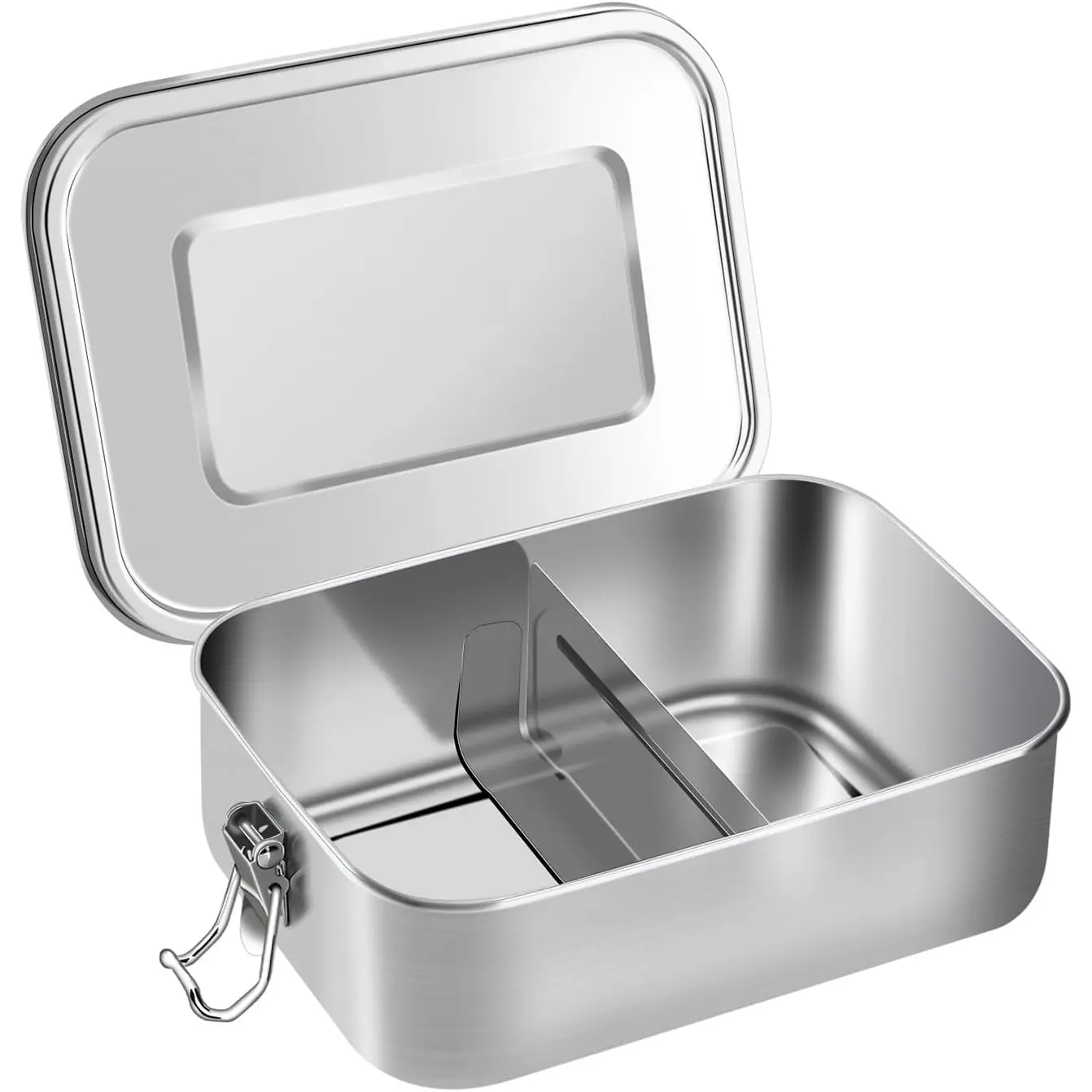 Stainless Steel Bento Box, Metal Lunch Food Container, 800ML Bento Lunch Box for  or Adults with Lockable Clips to Leak Proof - BPA-Free - Dishwasher Safe