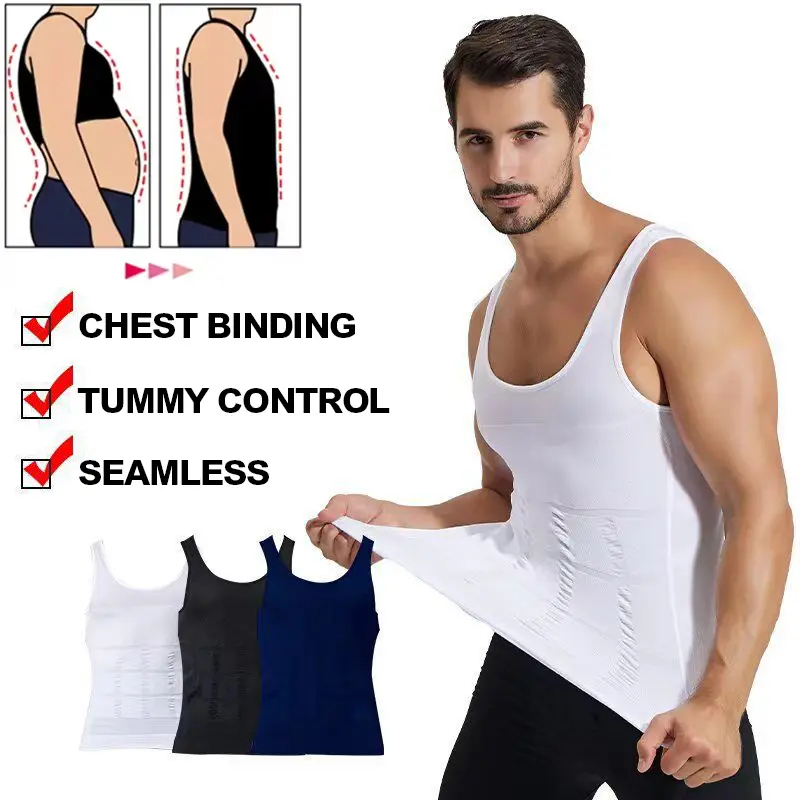 Men's Compression Shirt,Tummy Control Vest, Gynecomastia Compression Shirt,Sleeveless Undershirts Shapewear body shaper