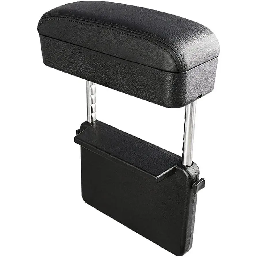 Car Console Armrest Box Arm Rest Height Adjustable Comfort Elbow Pad Universal (Black)