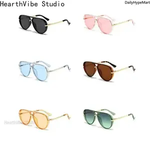2026 UV400 Oversized Aviator Sunglasses, Retro Neon Multi-Color Eyewear