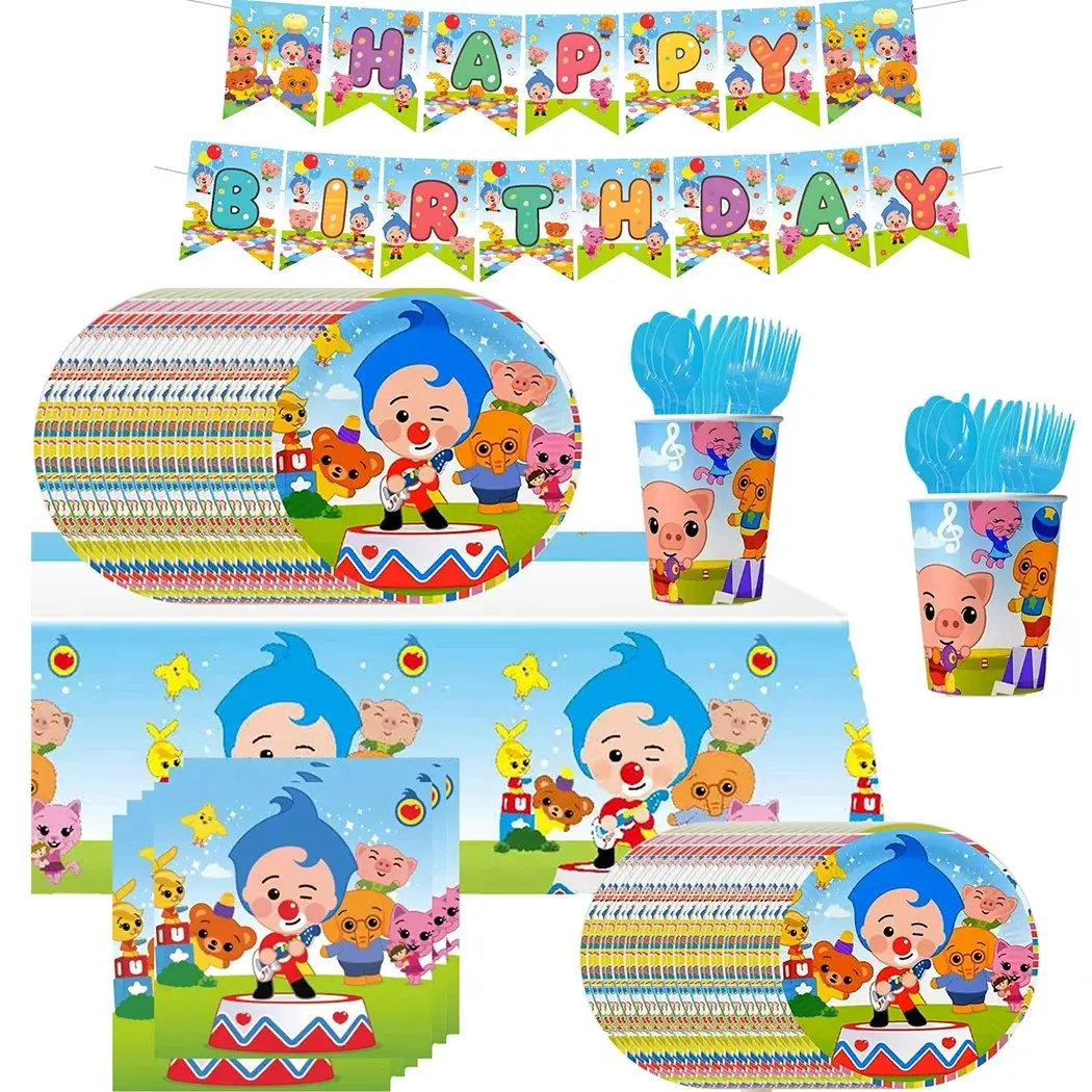 Circus Birthday Party Decoration Cute Clown Tableware Cup Plate Balloon Banner Backdrop Toys Birthday Party Supplies