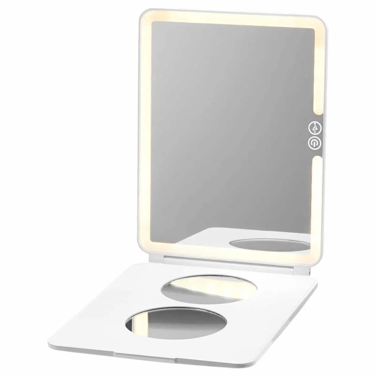 LuMee 10" Portable Rechargeable LED Light Makeup Mirror, White, Wireless