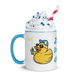 Inkutt Garments Zero Ducks Given Funny Meme Coffee Mug 11 oz Ceramic Drinkware with Colored Rim Inside and Handle Dishwasher Microwave Safe - Sunshine