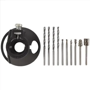 11 Pcs Multipurpose Cutting Guide Kit Shank HSS Routing Router Bits and 4Pcs Twist Drill Bit for Rotary Tools