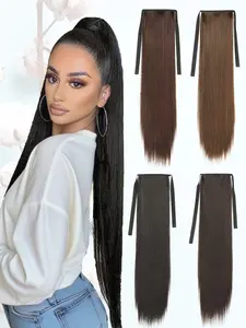 KAIRIYA 30 Inch Long Straight Ponytail Extension - Synthetic Hairpiece for Women, Perfect for Holiday Parties, Cosplay & Festivals, Hair Weave Extensions