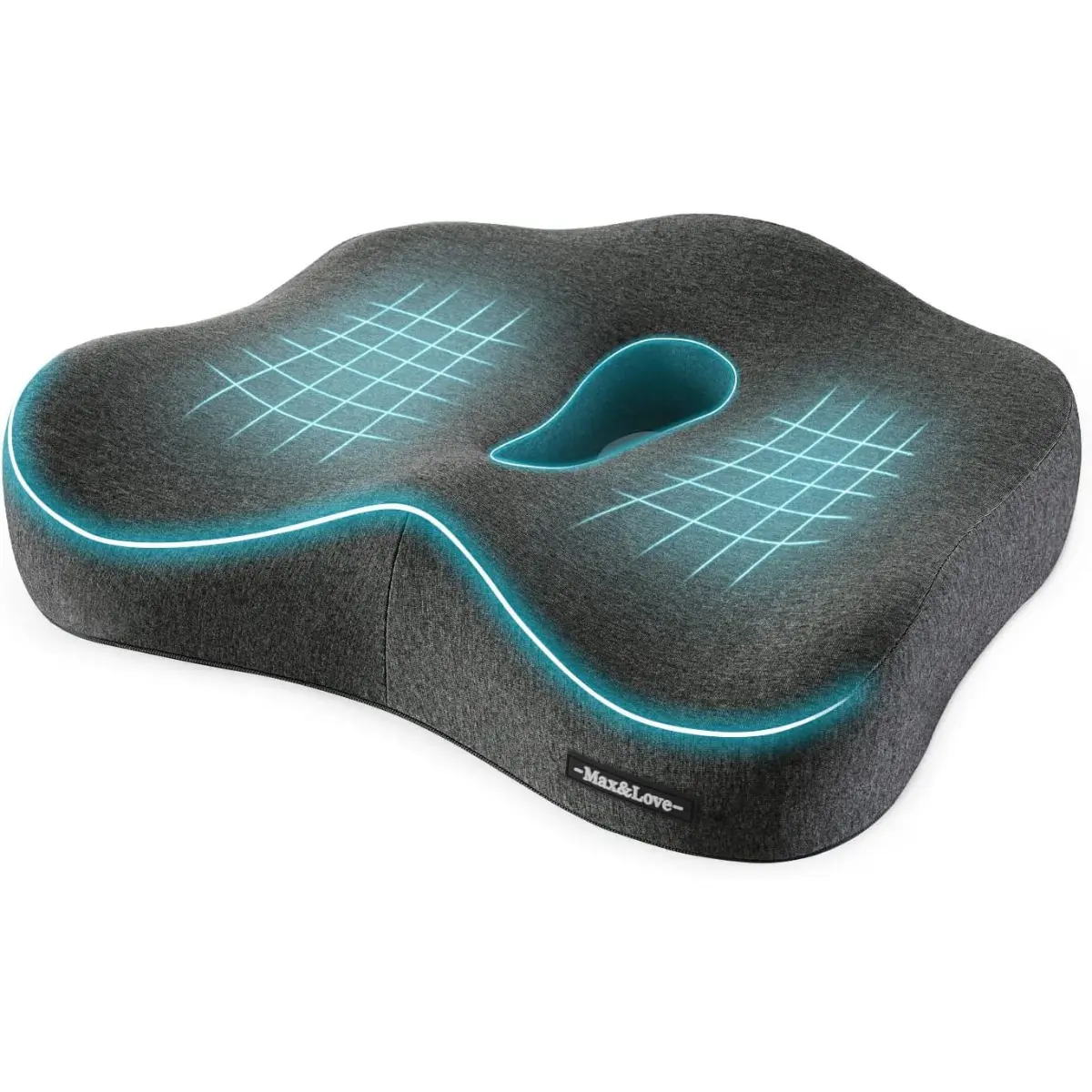 Dark Gray Orthopedic Memory Foam Seat Cushion - Office Furniture Accessory for Back Pain, Sciatica Relief, Coccyx/Tailbone Support