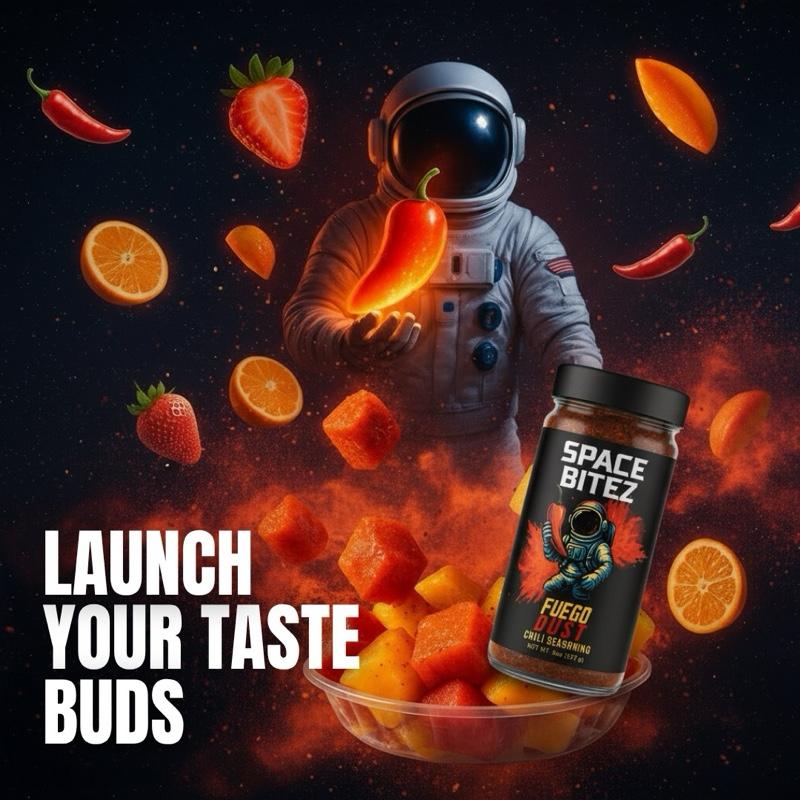 Space Bitez Fuego Dust Chili Seasoning - Launch Your Taste Buds Create Exciting Flavors 1 jar-8oz
