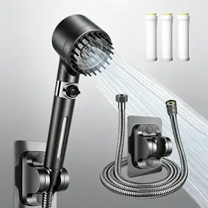 High-Pressure Filtered Shower Head with 3 Spray Modes, Handheld Shower Set with Hose, Bracket, and 3 Filters, Water-Saving Bathroom Shower