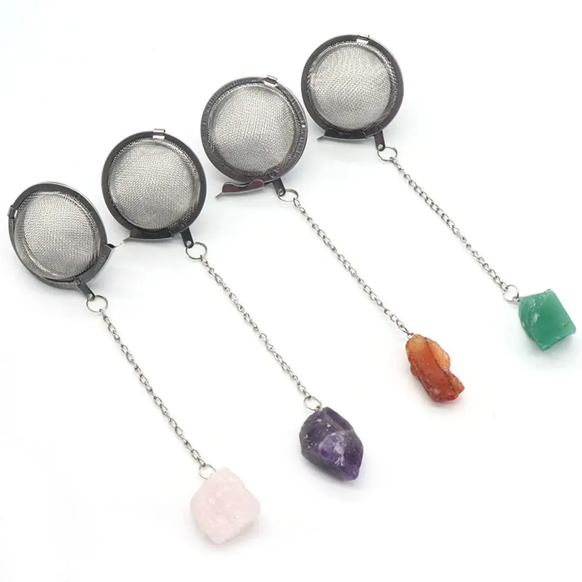 Crystal Tea Infuser - Stainless Steel Reusable Filter with Gemstones