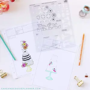 Cake Decorating Drawing/Sketching Elements Template - Flowers, bows, leaves, cake stands and common shapes - Cake designing made easy with these easy-to-use sketching templates. Made of a durable, flexible and high-quality plastic.