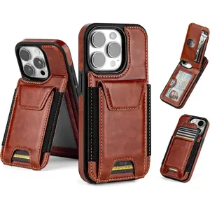 iPhone 13 Pro Wallet Case with Card Holder,Women Men Phone Case PU Leather RFID Blocking Shockproof Magnetic Flip Cover Credit Card Slots Kickstand,for Apple 13 Pro,Brown