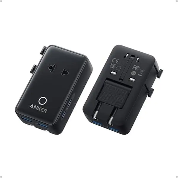 Anker Nano Travel Adapter, 5-Port Power Adapter with 1× 2-Pin AC, 2 USB A, 2 USB C for 20W, Smart Temperature Control, Works in 200+ Countries, Not a Voltage Converter, Travel Essentials (1-Pack)