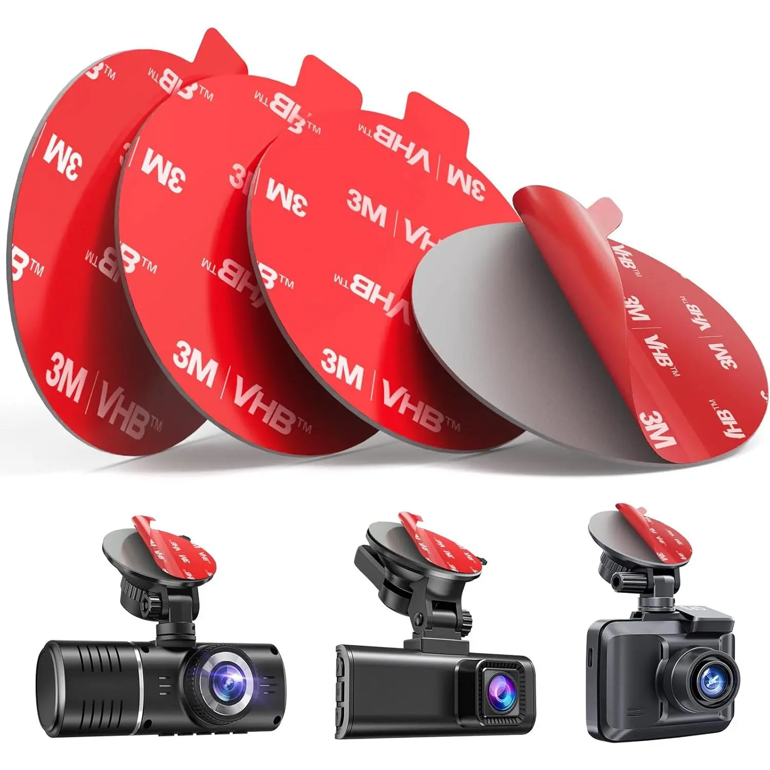 4pcs 2.2" 3M VHB Gel Self-Adhesive Round Stickers - High Bonding, Waterproof, Durable, Heat-Resistant Double-Sided Tapes for Dashcams Suction Cup Mounts, Car Dashboard Holders