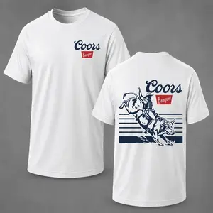 Coors Banquet Rodeo Cowboy Bull Riding Graphic Tee Vintage Western Bull Rider Print T-Shirt Retro Country Beer Lover Shirt 100% Cotton Unisex Casual Tee for Men Women Cowboy Western Aesthetic Outfit Streetwear