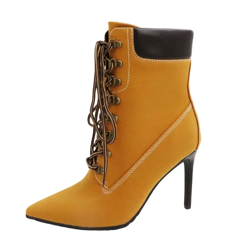 Cierra Lace-Up Bamboo Tims Boot Pointed Toe Boots Cowgirl Boots