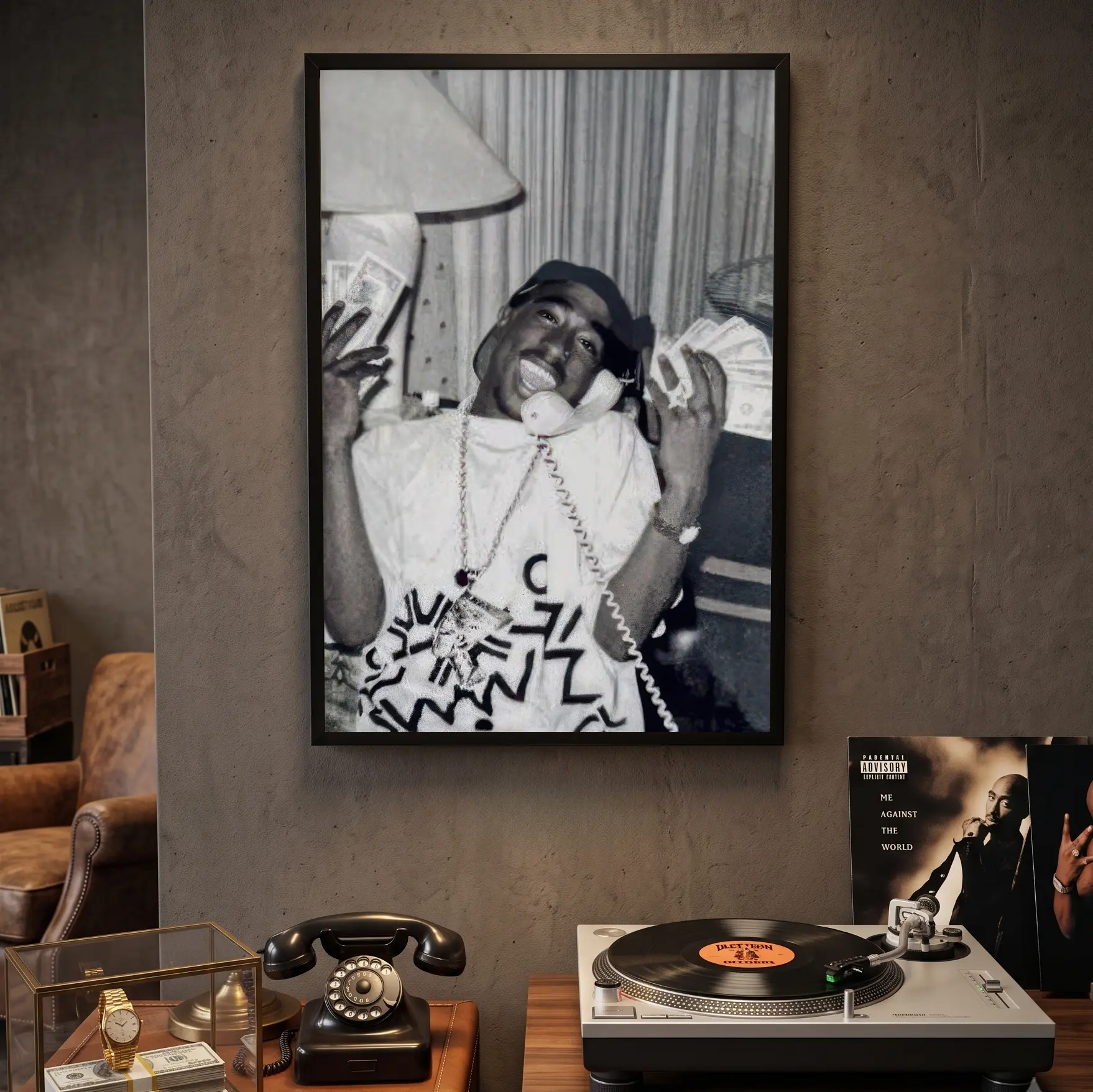 Retro Hip Hop Icon Tupac Shakur Poster Print, Music Art, 90s Rap Legend Tupac Shakur Print Canvas Poster, Wall Decor For Dorm Bedroom Office Living Room Home