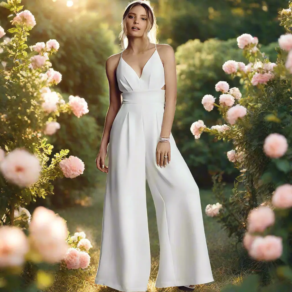 Sleeveless V-neck  Backless Jumpsuit