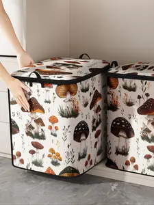 Cartoon Mushroom Pattern Quilt Storage Bag, Cute Mushroom Pattern Travel Organizer, Durable Storage Bag for Home & Travel