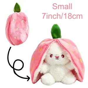 7-Inch Creative Strawberry-to-Rabbit Plush Toy Plushies Stuffed Plushies (#SummerVibes) - Zippered Double-Sided Reversible Design, Transforms into Long-Eared Bunny, Cute Stress-Reliever, Ideal Easter Gift for Office Stationery & Gifts