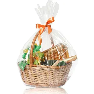 Cellophane Wrap for  Baskets 5 count 18x30 Inches Large Clear Cello  Bags with Ties Plastic for  Giving, Packaging Products