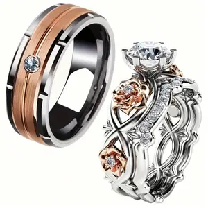 Fashion rings for men rose wedding engagement rings for women, surprise jewelry gift for anniversary and Christmas, Valentine's Day