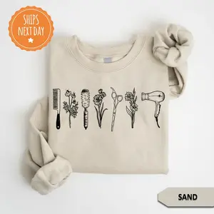 Minimalist Hairstylist Sweatshirt - Wildflower Hairdresser Hoodie - Hair Therapist - Hairstylist Gift - Cosmetology Sweatshirt - Hairdresser