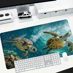 Large-sized ocean-themed gaming mouse pad, sea turtle desktop protection pad, anti-slip rubber lock edge high-definition printing, suitable for computers, laptops, offices, homes, schools, as a gift for family and friends.