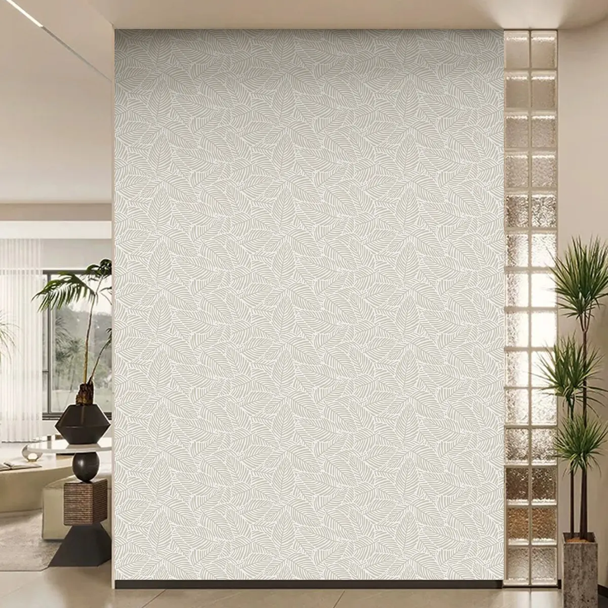 Leaf Pattern Decorative Wallpaper Roll, Removable Waterproof Wall Sticker for Bedroom Living Room Kitchen Furniture Renovation Easy Install