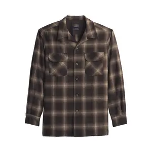 Pendleton Men's Tall Casual Long-Sleeve Wool Fabric Board Shirt, Menswear Brown Mix Ombre (25')