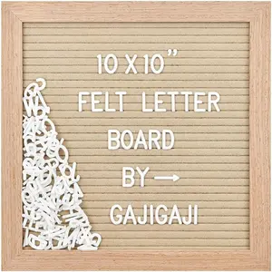 Felt Letter Board, 10x10 in, with 294 Letters, Numbers, Symbols, Changeable Message Board, Wooden Frame, Wall Mount, Beige