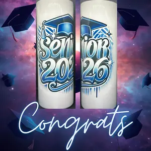 Graduation 2026 Senior Tumbler - Handmade Graduation Cap Design, Washable Reusable Water Bottle, 11 Color Options, Kitchen Drinkware, Perfect Gift for Graduates, Portable