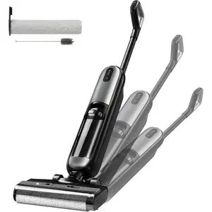 Cordless Wet Dry Vacuum Mop – All in One Vacuum Cleaner & Mop for Hard Floors, Auto Self-Cleaning, Anti-Tangle, 25 Min Runtime, Edge Cleaning – for Tile, Hardwood, Laminate (White/Black/Blue)