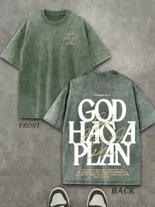 Unisex Washed Vintage "GOD HAS A PLAN" Bible Verse Print Oversized T-Shirt | Y2K Religious Faith High Street American Retro Streetwear Top