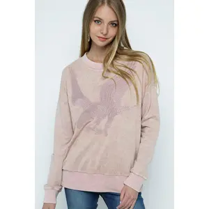 Women's Blushing Bloom Embroidery Sweatshirt, Comfortable Casual Everyday Pullover
