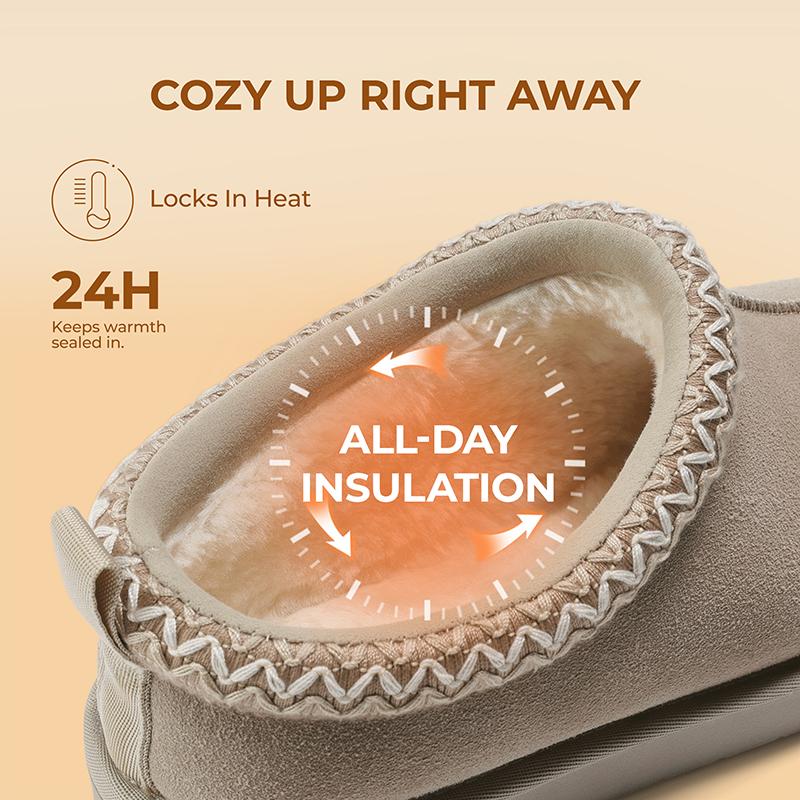 Dream Pairs [FuzzyEasy] Women‘s Men's Unisex Casual Slip-on Suede Leather Fuzzy Slippers Couple Indoor Outdoor Fluffy Home Comfort Winter Cute Warm Furry Shoes Classic Stylish Girl Footwear Walking Shoes Nail