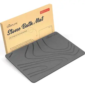Stone Bath Mat, Diatomaceous Earth Shower Mat, Non-Slip Super Absorbent Quick Drying Bathroom Floor Mat, Natural, Easy to Clean (23.6 x 15.35)